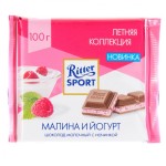 Шоколад, Ritter Sport (Риттер Спорт) 100 г с начинкой малина и йогурт молочный